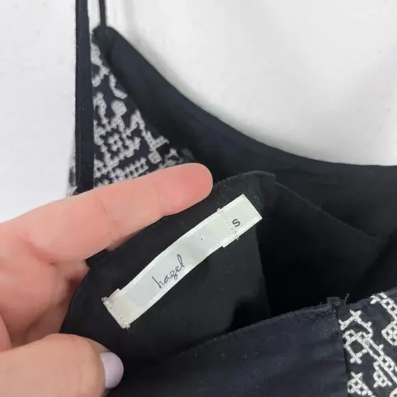 Hazel Women's Black Peasant Flowy Boho Empire Waist Strappy Tank Top Small Y2K - Picture 7 of 8